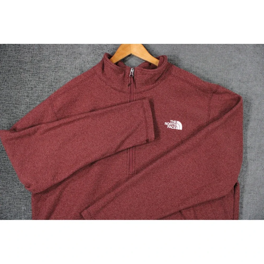 The North Face Mens XXL 1/4 Zip Fleece Pullover Burgundy Red Heathered 0841